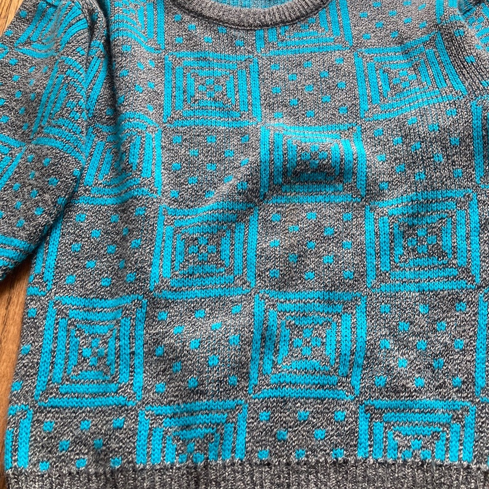 Oyster Bay Gray and Teal Sweater